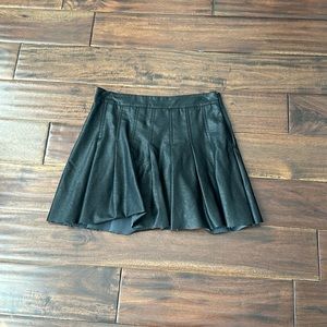Mini pleated black faux leather skirt, size small